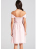 Off Shoulder Chiffon Beads Short Prom Dress 